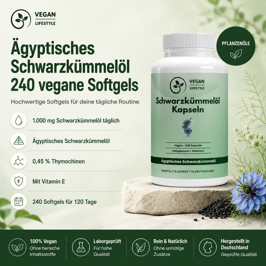 Ägyptisches Schwarzkümmelöl - 240 vegane Softgels