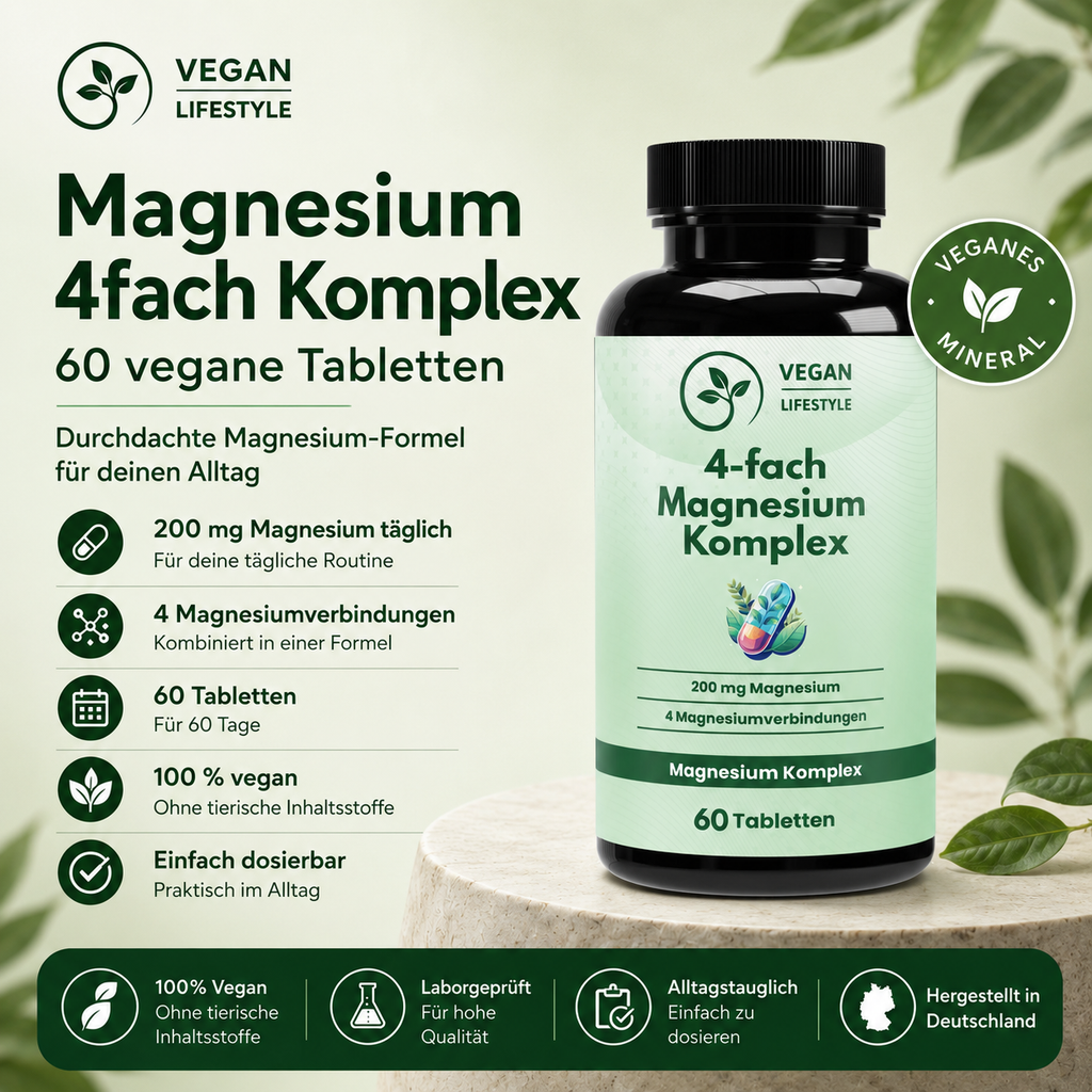 Magnesium 4fach Komplex - 60 vegane Tabletten