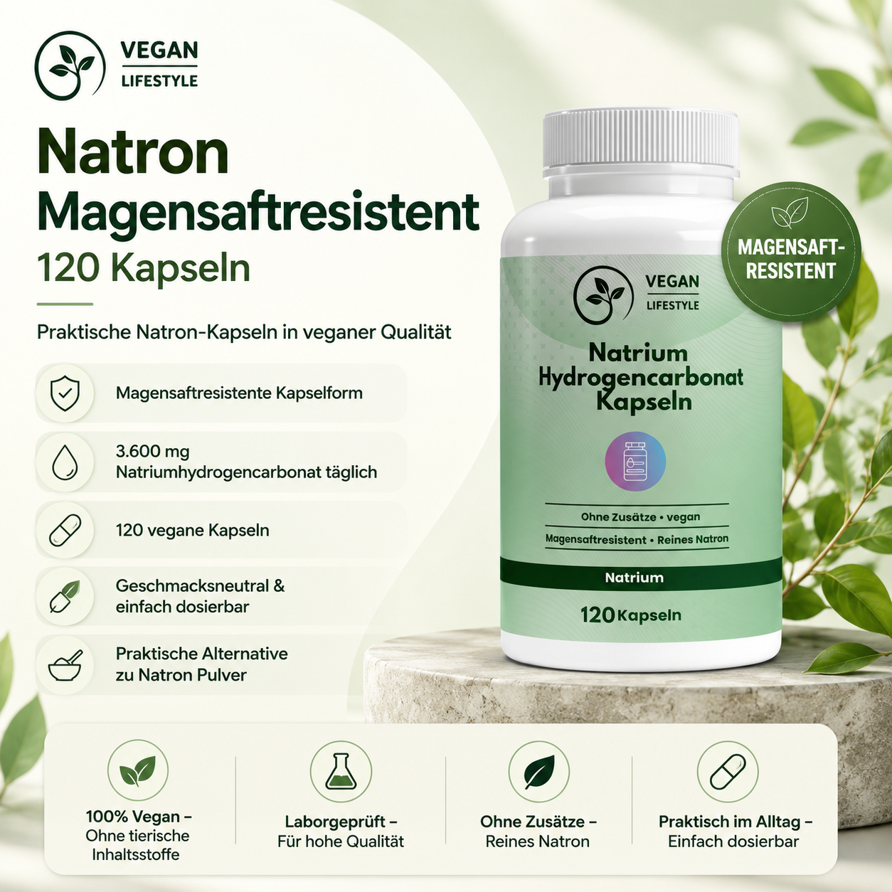 Natron Magensaftresistent - 120 Kapseln
