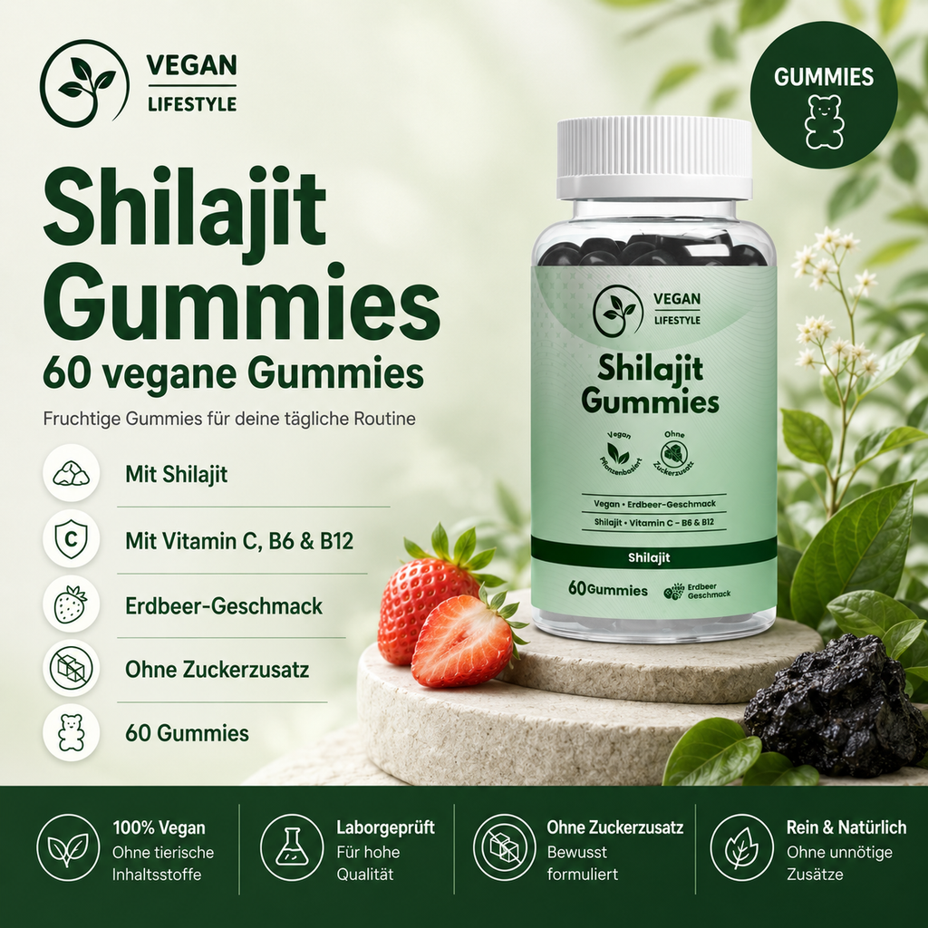 Shilajit Gummies + Vitamin C,B6, B12 - 60 Stk. - vegan