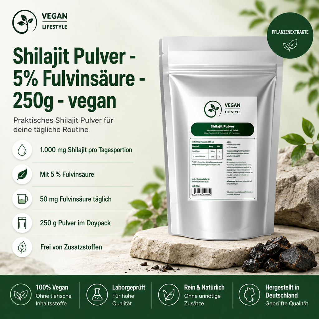 Shilajit Pulver - 5% Fulvinsäure - 250g - vegan